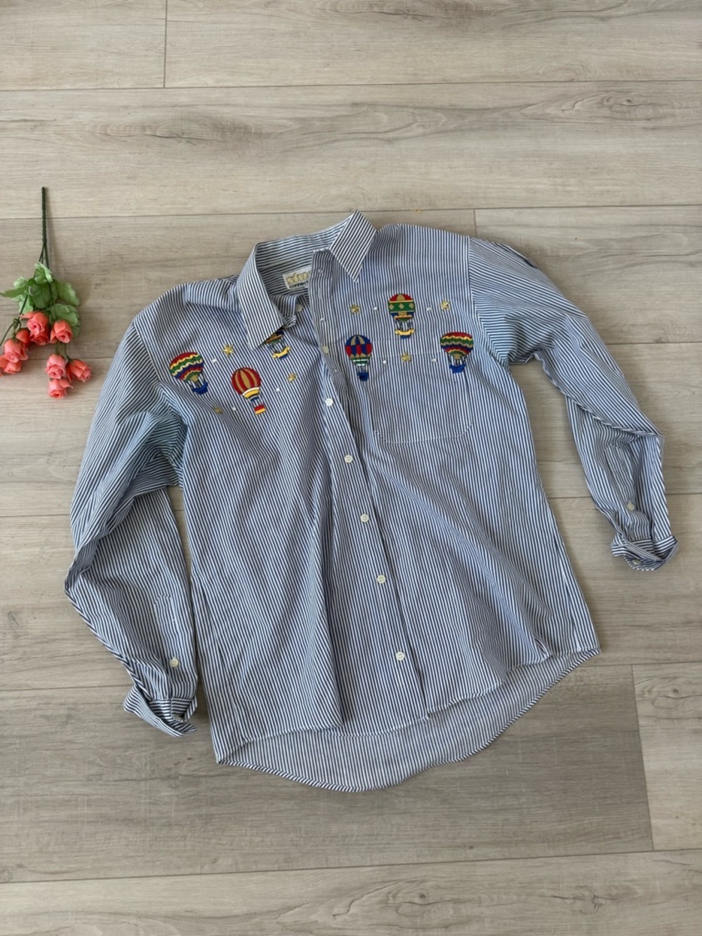 Vintage Stud Connection button down, ladies, rainbows air balloons, rhinestones